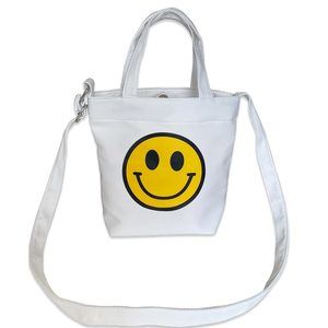 Cute Positive Smile Hay Face Fun Desn Canvas Small Tote Crossbody Bag - :<